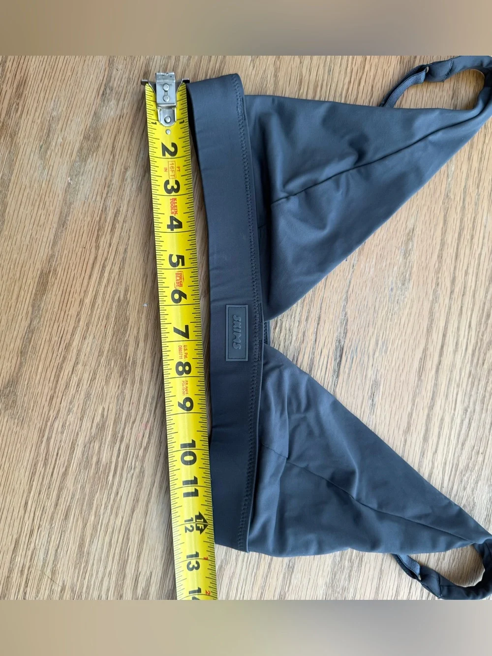 SKIMS Signature Swim Plunge Bikini Top Gunmetal Medium